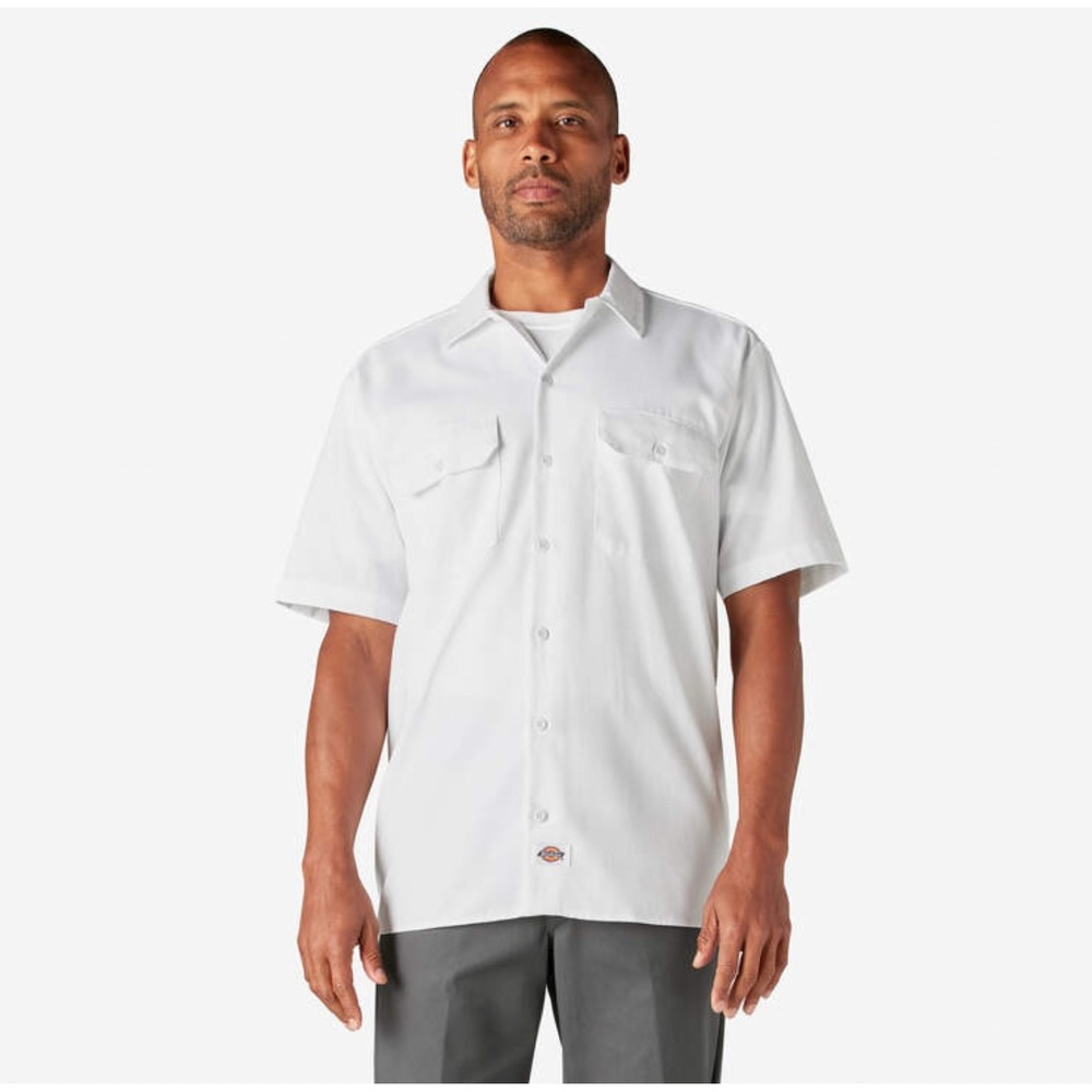 NEW Dickies Mens 4XL White Original Fit Short Sleeve Work Shirt Big Tall Utility